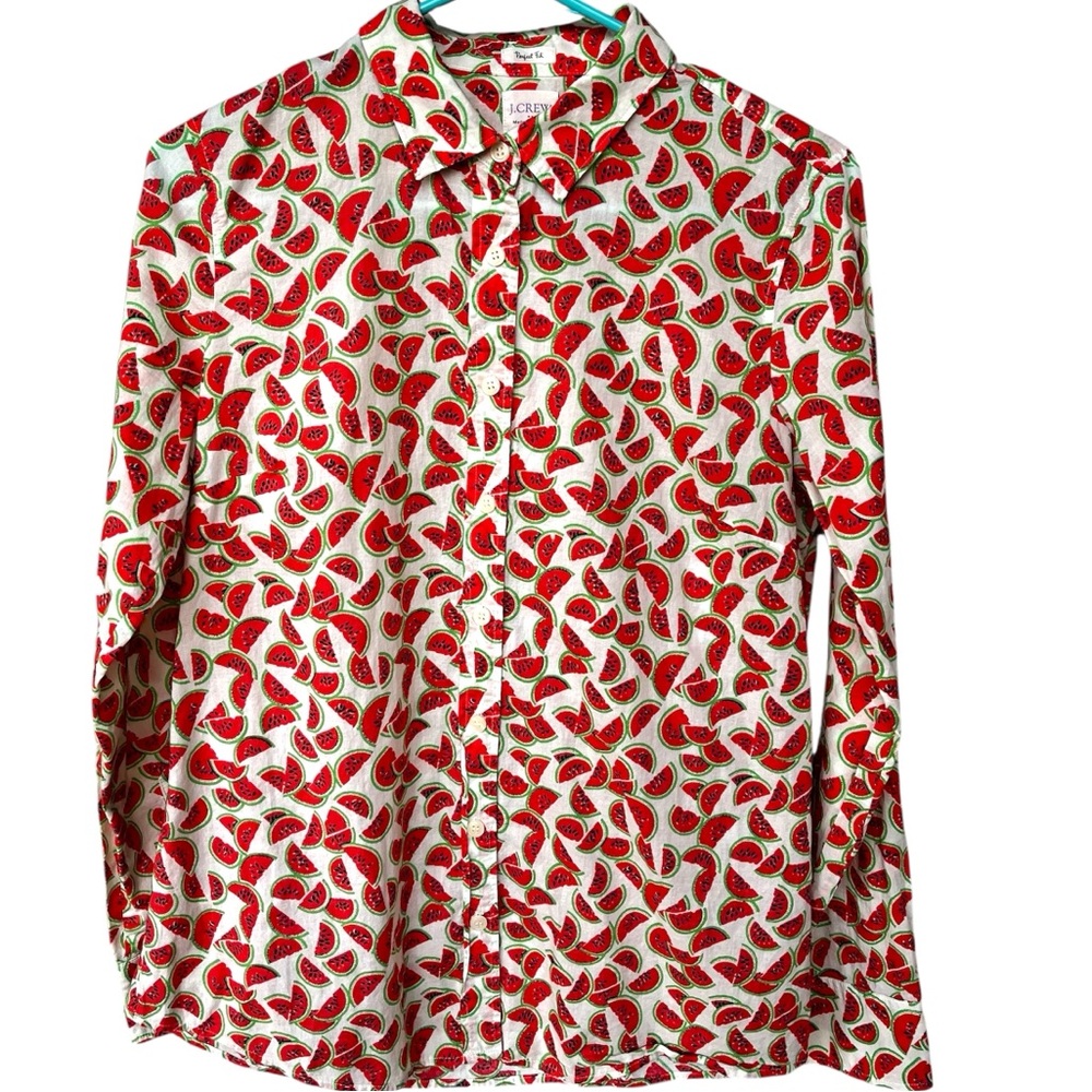 J. Crew Factory The Perfect Fit Watermelon Button Down Lightweight Size Small